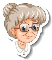 eine Aufklebervorlage mit dem Gesicht des Emoji-Symbols der alten Frau