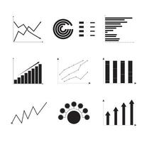 einstellen von Diagramme einfarbig. Analyse Symbol profitieren, Sammlung von Vorlage Bericht, Vektor Illustration