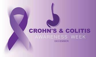 Crohns und Kolitis Bewusstsein Woche. Hintergrund, Banner, Karte, Poster, Vorlage. Vektor Illustration.