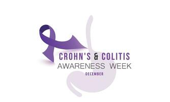 Crohns und Kolitis Bewusstsein Woche. Hintergrund, Banner, Karte, Poster, Vorlage. Vektor Illustration.