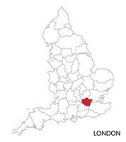 London Karte, London Stadt Karte, Hauptstadt Stadt von England im rot vektor