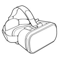 virtuell Wirklichkeit Headset Gliederung Zeichnung Vektor, virtuell Wirklichkeit Headset gezeichnet im ein skizzieren Stil, schwarz Linie virtuell Wirklichkeit Headset Sportschuhe Vorlage Umriss, Vektor Illustration.