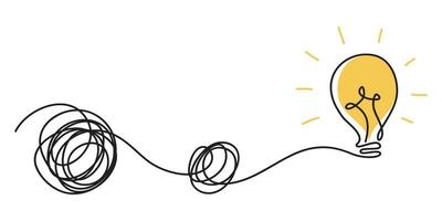 Glühbirne mit leuchtendem Licht. Cartoon-Stil. flacher Stil. handgezeichneter Stil. Doodle-Stil. Symbol für Kreativität, Innovation, Inspiration, Erfindung und Ideen. Vektor-Illustration vektor