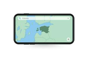 sökande Karta av estland i smartphone Karta Ansökan. Karta av estland i cell telefon. vektor
