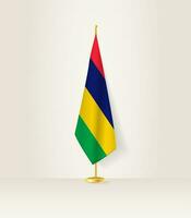 Mauritius Flagge auf ein Flagge Stand. vektor
