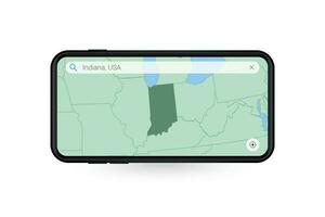 suchen Karte von Indiana im Smartphone Karte Anwendung. Karte von Indiana im Zelle Telefon. vektor