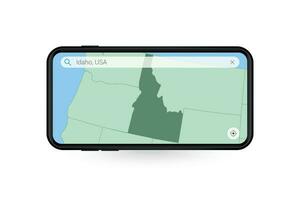 suchen Karte von Idaho im Smartphone Karte Anwendung. Karte von Idaho im Zelle Telefon. vektor