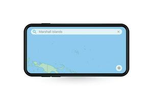 suchen Karte von Marshall Inseln im Smartphone Karte Anwendung. Karte von Marshall Inseln im Zelle Telefon. vektor