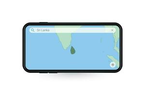 suchen Karte von sri Lanka im Smartphone Karte Anwendung. Karte von sri Lanka im Zelle Telefon. vektor