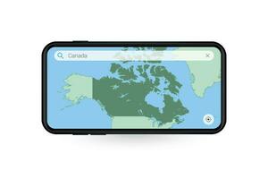 suchen Karte von Kanada im Smartphone Karte Anwendung. Karte von Kanada im Zelle Telefon. vektor