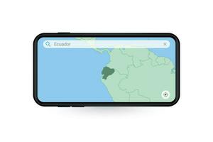 suchen Karte von Ecuador im Smartphone Karte Anwendung. Karte von Ecuador im Zelle Telefon. vektor