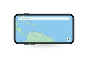 sökande Karta av barbados i smartphone Karta Ansökan. Karta av barbados i cell telefon. vektor