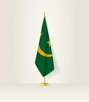 Mauretanien Flagge auf ein Flagge Stand. vektor