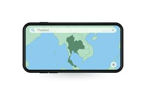 suchen Karte von Thailand im Smartphone Karte Anwendung. Karte von Thailand im Zelle Telefon. vektor