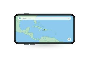 suchen Karte von Haiti im Smartphone Karte Anwendung. Karte von Haiti im Zelle Telefon. vektor