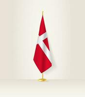 Danmark flagga på en flagga stå. vektor