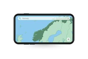 suchen Karte von Norwegen im Smartphone Karte Anwendung. Karte von Norwegen im Zelle Telefon. vektor