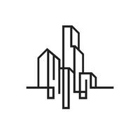 Stadt Gebäude Linie Kunst Vektor Symbol Design Illustration Vorlage