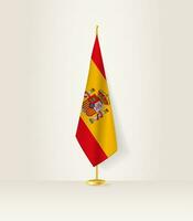 Spanien Flagge auf ein Flagge Stand. vektor