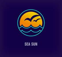 kreativ geliebt Sonne, Vogel und Meer runden Logo. einzigartig Farbe Übergänge. kreativ Urlaub, Reise und Tour Logo Vorlage. Vektor