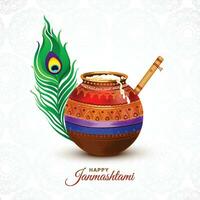 fröhlicher janmashtami-hintergrund mit matki und makhan vektor