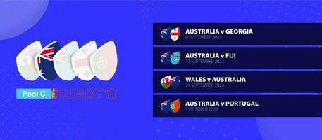 Australien rugby nationell team schema tändstickor i grupp skede av internationell rugby konkurrens. vektor