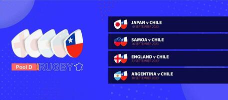Chile Rugby National Mannschaft Zeitplan Streichhölzer im Gruppe Bühne von International Rugby Wettbewerb. vektor