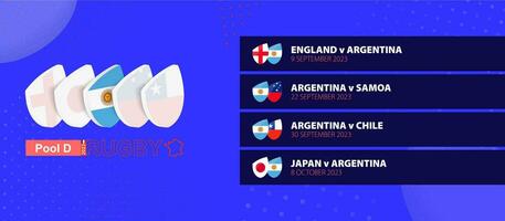 argentina rugby nationell team schema tändstickor i grupp skede av internationell rugby konkurrens. vektor