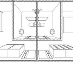 3d illustration av bostads- projekt vektor