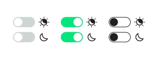 Tag Nacht Modus Schalten Symbole. Auto Schnittstelle Symbole. Vektor skalierbar Grafik