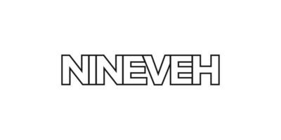 nineveh i de irak emblem. de design funktioner en geometrisk stil, vektor illustration med djärv typografi i en modern font. de grafisk slogan text.