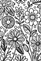 abstrakt schwarz und Weiß monochromatisch handgemalt Blumen Textur Muster Gekritzel Vektor Illustration