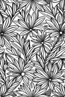 abstrakt schwarz und Weiß monochromatisch handgemalt Blumen Textur Muster Gekritzel Vektor Illustration