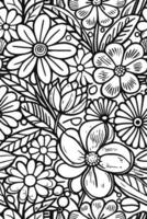 abstrakt schwarz und Weiß monochromatisch handgemalt Blumen Textur Muster Gekritzel Vektor Illustration