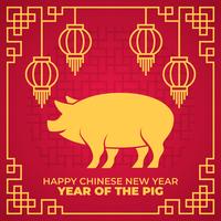 Gott kinesiskt nyår 2019 år av gris vektorgrafik vektor
