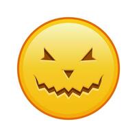 skrämmande halloween ansikte stor storlek av gul emoji leende vektor