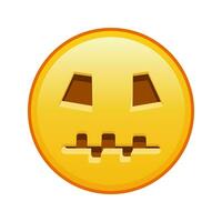 skrämmande halloween ansikte stor storlek av gul emoji leende vektor