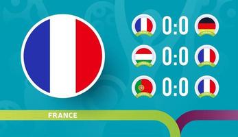 Frankreichs Nationalmannschaft plant Spiele in der Endphase der Fußballmeisterschaft 2020. Vektor-Illustration von Fußballspielen 2020 vektor
