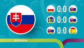 Die slowakische Nationalmannschaft plant Spiele in der Endphase der Fußballmeisterschaft 2020. Vektor-Illustration von Fußballspielen 2020 vektor