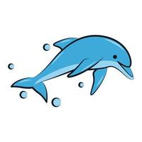 platt färg vektorillustration av en blå delfin vektor
