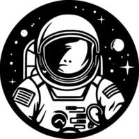 Astronaut - - schwarz und Weiß isoliert Symbol - - Vektor Illustration