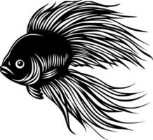 Beta Fisch - - schwarz und Weiß isoliert Symbol - - Vektor Illustration