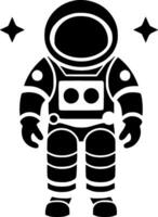 Astronaut - - schwarz und Weiß isoliert Symbol - - Vektor Illustration