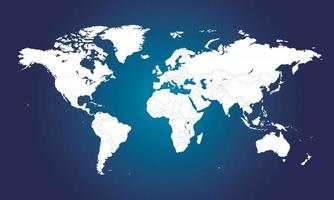 hög detalj politisk karta över världen. blå och vit vektor