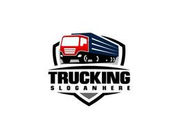 LKW Vektor Logo Abbildung, gut zum Maskottchen, Lieferung, oder Logistik, Logo Industrie, Wohnung Farbe, Stil mit Blau.