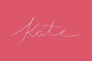 weiblich Name Kate. Mädchen Name handgeschrieben Beschriftung Kalligraphie Typoskript. Vektor Kunst