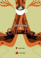 Poster Vorlage International Kaffee Tag mit retro Themen Illustration 2.3 vektor