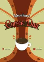 Poster Vorlage International Kaffee Tag mit retro Themen Illustration vektor