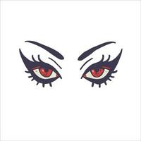 tauchen in das mystisch locken von Halloween mit diese fesselnd Vektor Illustration von ein Frau Augen, bezaubernd im ihr rotpupillig Blick.