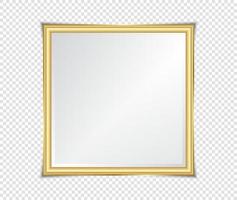 Goldglänzender leuchtender Rahmen mit Schatten auf transparentem Hintergrund. Gold Luxus Vintage-Stil realistische Grenze, Foto, Banner. Abbildung - Vektor